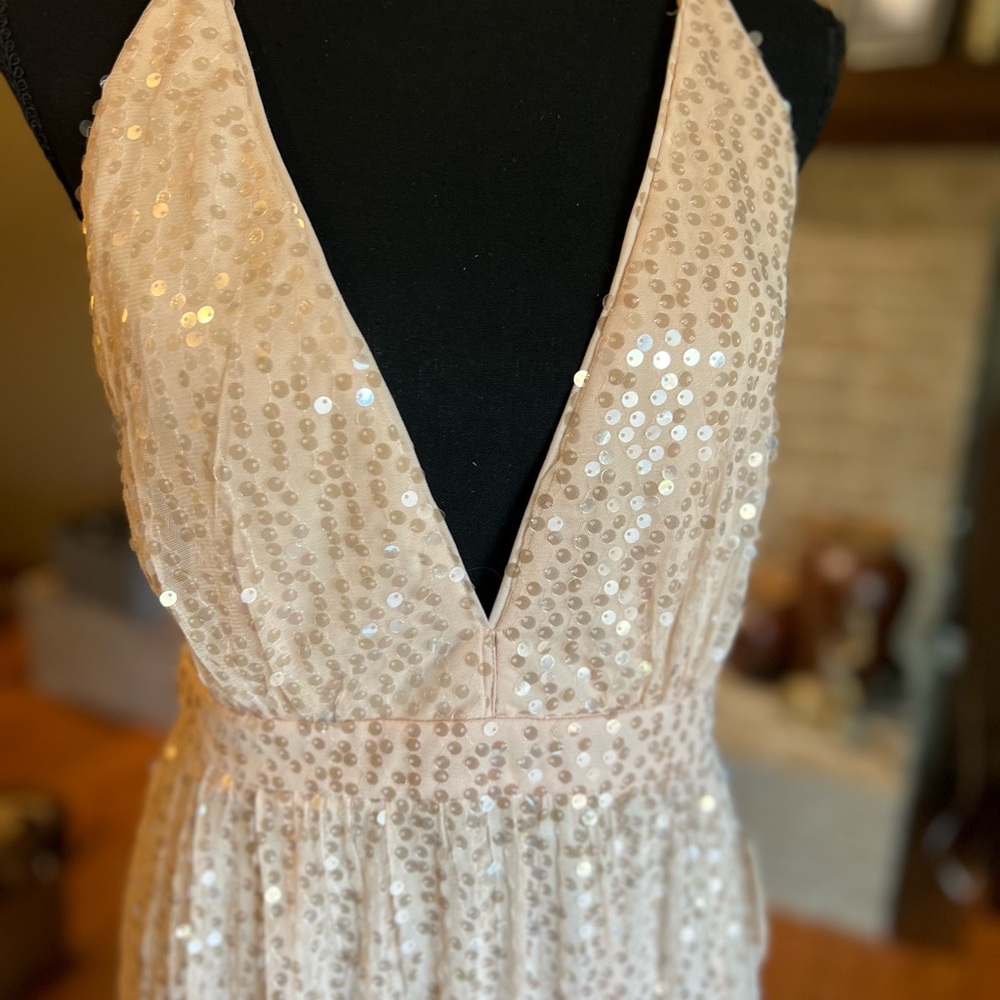 NWT❤️🔥Lulus Jane Ann Blush Pink Sequin Maxi Dress Size Large - Picture 7 of 11